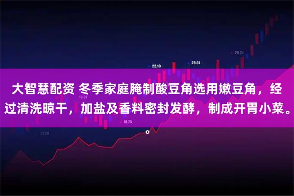 大智慧配资 冬季家庭腌制酸豆角选用嫩豆角，经过清洗晾干，加盐及香料密封发酵，制成开胃小菜。